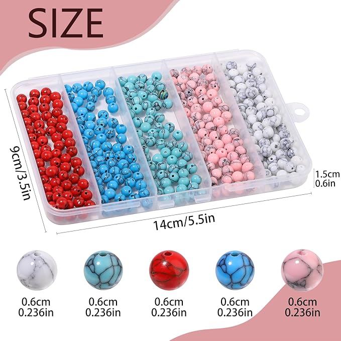 Songxi Stone Beads Bracelet Making Kit 300PCS, 6mm Loose Crystal Gemstone Beads for Bracelet Necklace Earring, DIY Crafts Beads for Jewelry Making for Couples Lovers Adults