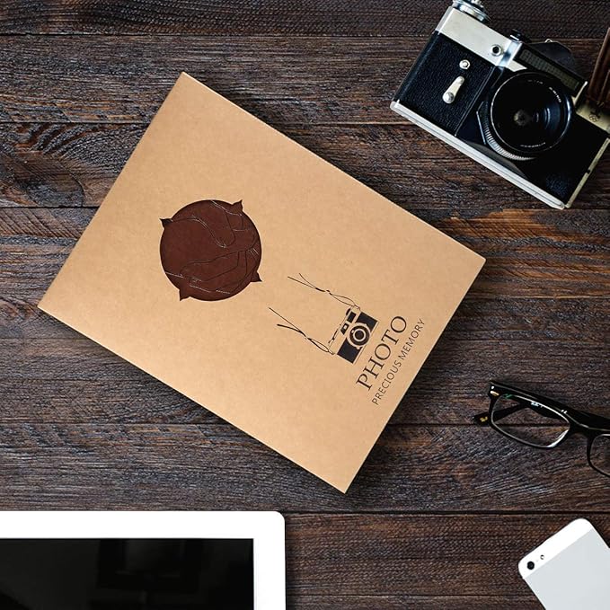 ThxMadam Leather Scrapbook Album 60 Pages Vintage Love Photo Album,11 * 8.1 Inch Scrapbook for Couples-DIY Memory Book,Birthday/Wedding Guest Book Gift for Anniversary Mother's Day