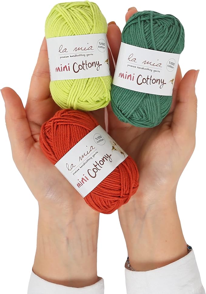 La mia Mini Cottony 20 Skein 100% Cotton Mini Yarn, Total 17.6 Oz Each 0.88 Oz (25g) / 65 Yrds (60m), Light, Dk (V2)