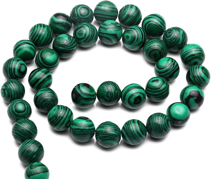 youngbling natural gemstone beads for jewelry making,10mm green malachite polished round smooth stone beads for bracelet necklace 15 inch