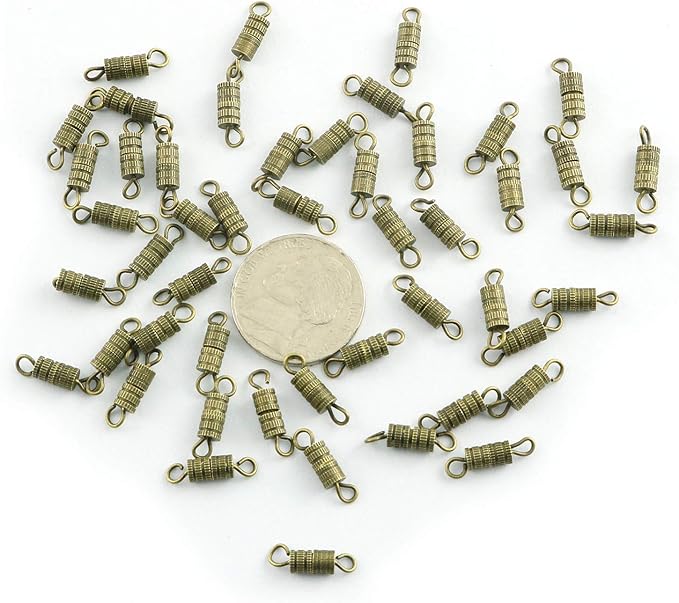 Barrel Screw Clasps 50PCS Bronze Screw Barrel Jewelry Necklace Bracelet Clasps Connectors 4x13.5mm