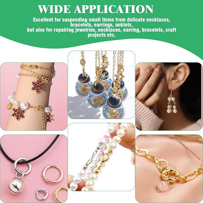 1682 Pcs 4 Colors 4/6/8/10mm Jump Rings with Opening Tool, Lobster Claw Clasps, Eye Pins, Jewelry Making Findings for Earring, Necklaces,Bracelets DIY (Gold/Bronze/Silver/Gun-Metal)