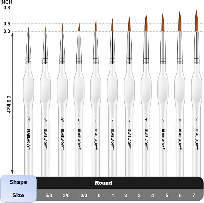 Detailing Brush Set, 11 Pcs Miniature Paint Brushes with Triangular Handles, Paint Brushe for Acrylic Painting, Model, Face, Figurine, Watercolor, Oil, Paint by Numbers Kit for Adults (White)