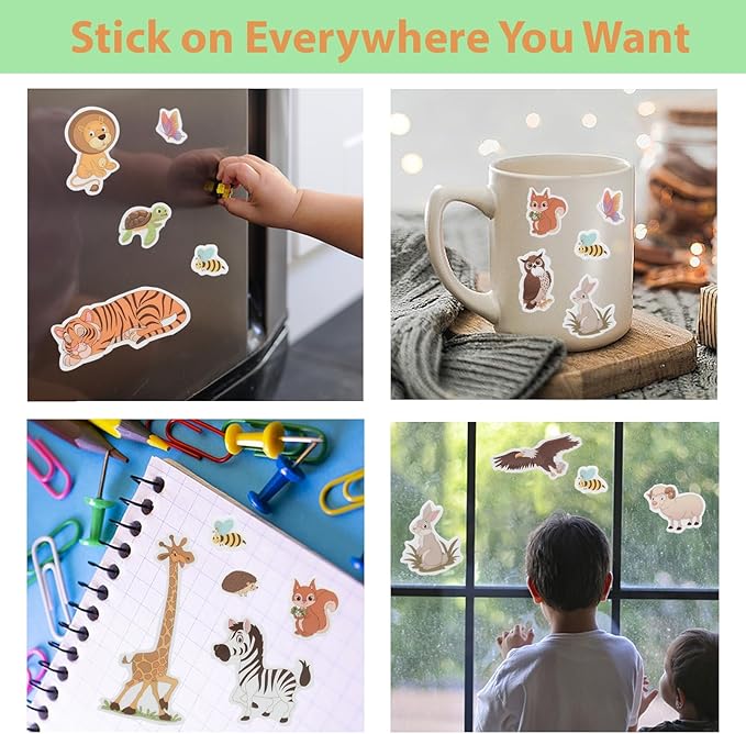 oibutur jelly sticker books for toddlers 2-4 years, reusable sticker book for kids 1-3, toddler stocking stuffers&travel essentials animals stickers for kids toddler plane activities (animals)