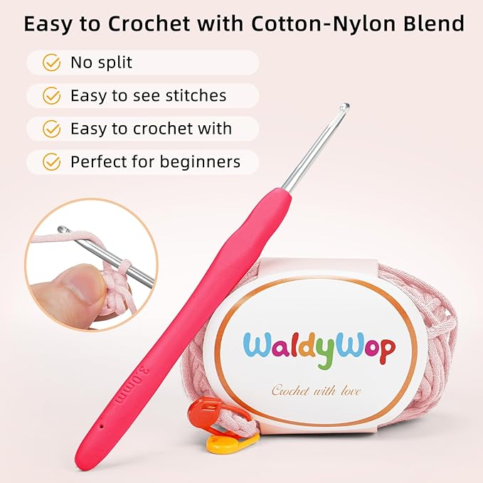 WaldyWop Crochet Kit for Beginners Adults, Wobbles Crochet Animal Kit, Complete Starter Knitting Set w/Step-by-Step Video Tutorials, Easy Yarn (Extra 40%), Hook - DIY Craft Kits, Gifts for Women