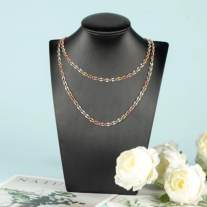 Pink Mixed Color Enamel Chain for Jewelry Making Oil Drip Cable Bulk Chain Gold Plated Jewelry Chain Roll with Jewelry Findings