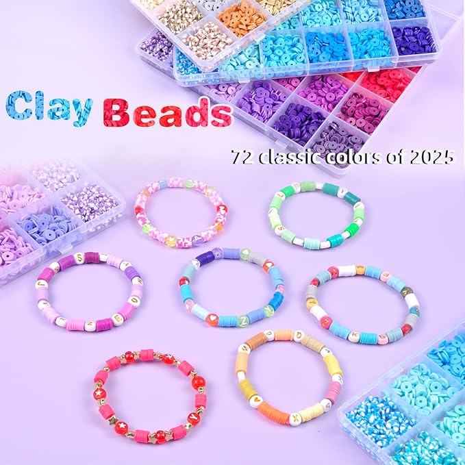 OCCALONG 6 Box Set Friendship Bracelet Making Kit - 13000 Pcs, DIY Jewelry Making Set - Includes Clay, Seed, Pony Beads, Charms, and String