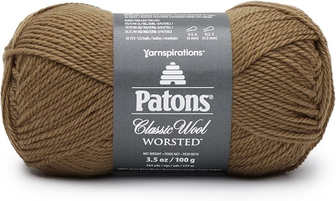 Patons Classic Wool Brown Mustard Yarn - 5 Pack of 3.5oz/100g - Wool - 4 Medium - 210 Yards - Knitting/Crochet
