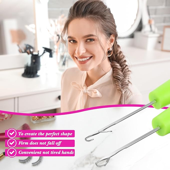 8 Pcs Hair Crochet Hooks Set with Accessories Include 2 Plastic Crochet Needle Hooks 4 Alligator Hair Clip and 2 Rat Tail Comb Tool Kits for Braiding, Extension