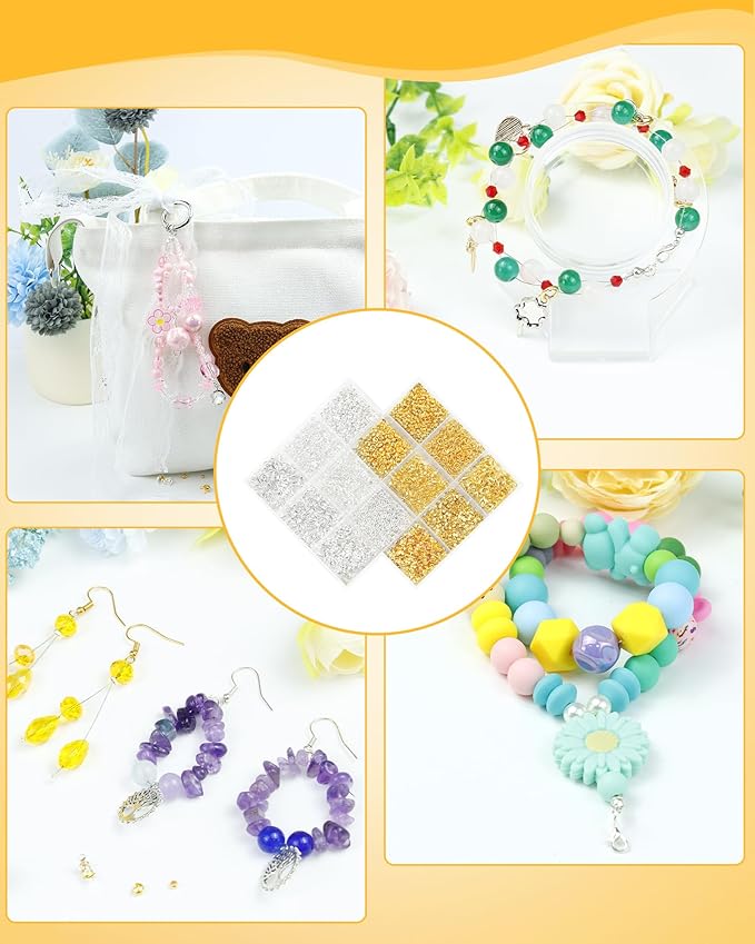 1950 Pcs Jewelry Making Cord End Kit,Crimp Tube Beads with Organizer Box,Includes Crimp Beads, Cover, Lobster Clasp,Jump Ring,Wire Guardians,Crimping Pliers & Beading Wire for Bracelets Necklace