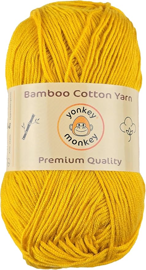 10-Pack of Yonkey Monkey 500 Grams Yarn - 70% Rayon derived from Bamboo, 30% Cotton - Imported (Turmeric)