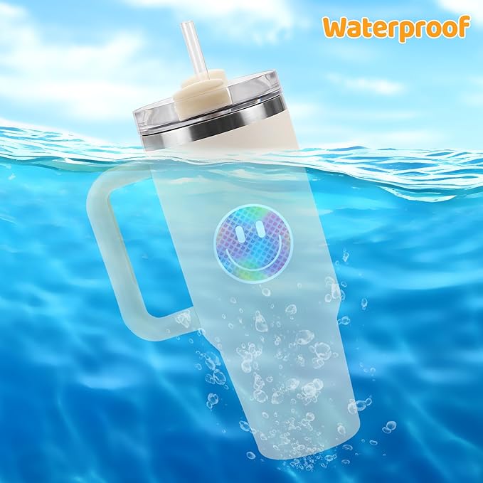 wercokt 100pcs smiling face stickers, cute water bottle stickers for kids, for teaching rewards, notebooks, stationery, luggage, cartoon pvc happy sticker