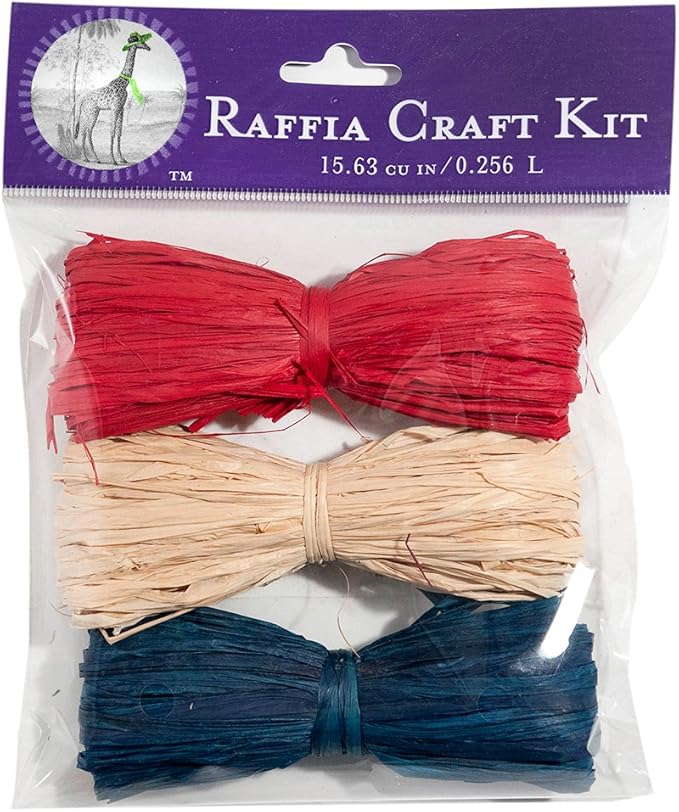 SuperMoss (40511) Raffia Craft Kit - Summer, 4th of July (Red, Natural, Blue), 16 cu in. (3 Pack)