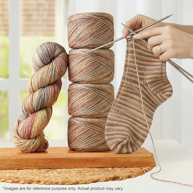 KnitPro Symfonie Fingering Weight Hand Dyed Variegated Yarn Skein | Extra Fine Merino Wool & Polyamide Blend for Knitting & Crocheting, Oeko-TEX Certified 400m, 100g | Terra Moonlit Glow