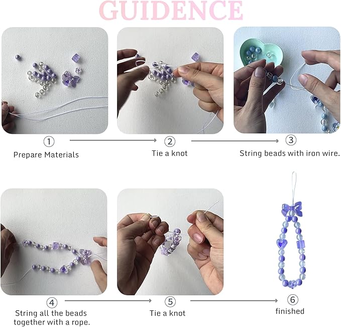 SHUANGART 252 Pcs Phone Chain Beaded Making kit, Cell Phone Charms Lanyard Wrist Strap Set with Acrylic Assorted Pastel Beads Butterfly Flower Heart Candy Round Beads for Women DIY Bracelet Keychain