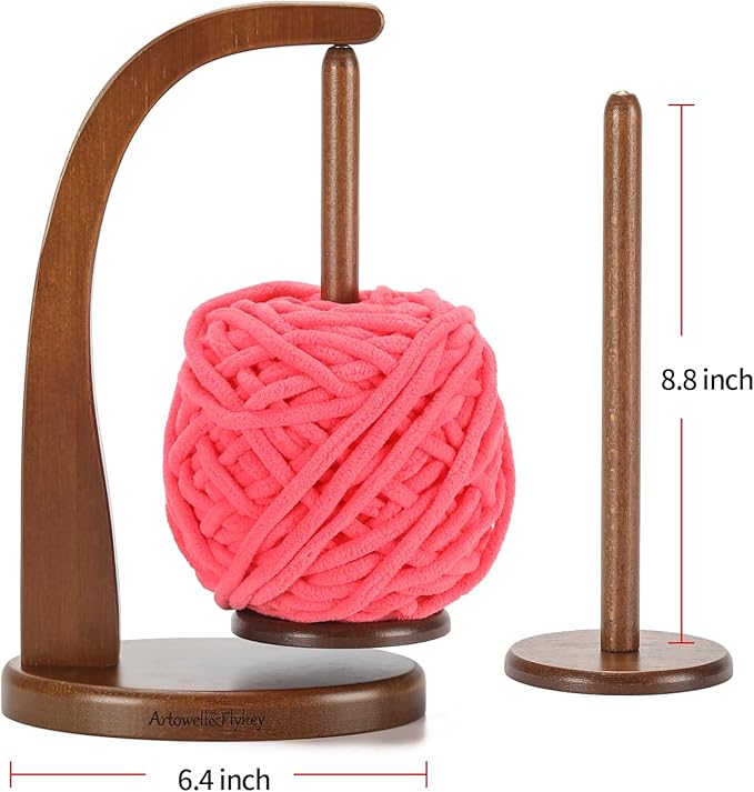 Model Magnetic Pendulum Wooden Yarn Holder for Crocheting, Yarn Storage Organizer, Delightful Surprise Gift for Knitting Lovers by ARTOWELL (Walnut-Colored, Enlarged Size)