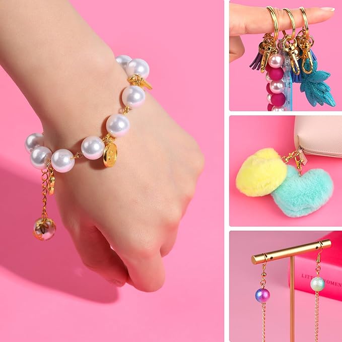 LEOBRO Jump Rings, 968pcs Keychain Making Kit, Keychain Clip and Key Ring, Key Chain Rings, Lobster Claw Clasps for Keychains, Charm Bracelet Jewelry, Gold