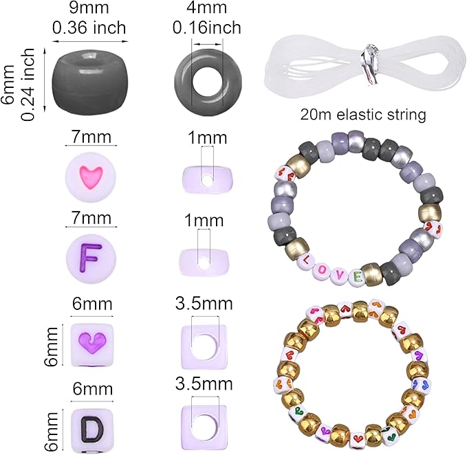 Gray Pony Beads 18 Colors Pony Beads for Bracelet Making Friendship Bracelet Making Kit DIY Craft Kandi Kit 720Pcs Suit for 14 Years of Age and Older