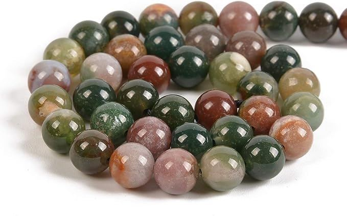 90pcs 4mm Natural Indian Agate Gemstone Round Spacer Loose Stone Beads for Jewelry Making 15.5" 1 Strand (Indian Agate, 4mm 90Beads)