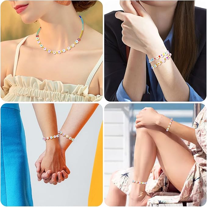 ARTDOT 1400 Pieces Letter Beads for Friendship Bracelets Making Kit, 28 Styles Assortment Jewelry Making Supplies Alphabet Beads Set with Cases Preppy Crafts