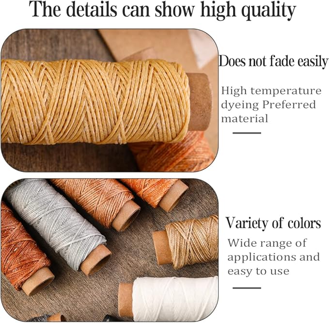 BUTUZE 330 Yards Leather Sewing Waxed Thread - 150D 33 Yards Per Spool Stitching Thread for Leather Craft DIY,Bookbinding,Shoe Repairing,Hand Sewing