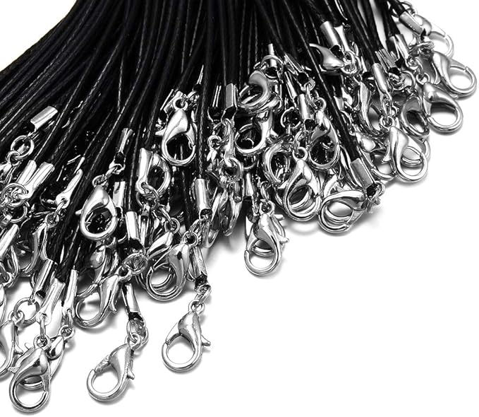 Coeufuedy 60pcs Waxed Necklace Cord Bulk for DIY Bracelet Pendants,Necklace Rope with Clip for Jewelry Making,Necklace Making Supplies,Multicolor(18 Inches and Thickness 1.5mm)