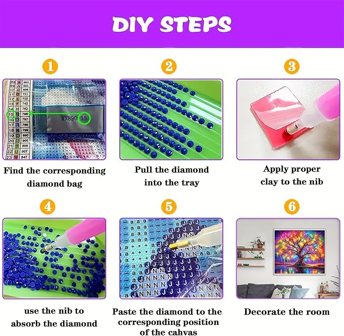 DIYCYCY Tree of Life Diamond Painting Kits for Adults,Full Drill Diamond Art Kits for Beginners,Round 5D DIY Diamond Dots Paintings, Diamonds Pictures Gem Art and Crafts Home Decor 13.78x13.78 inch