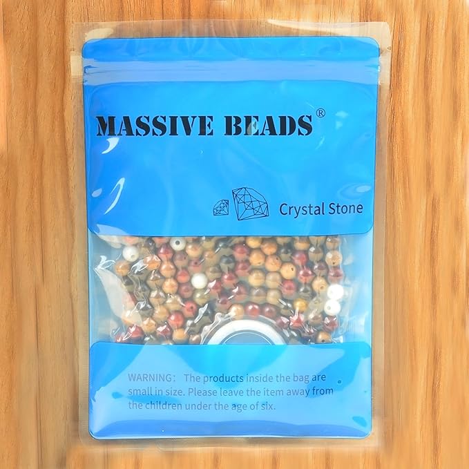 6mm Massive Beads Natural Wooden Rosewood Round Loose Beads Jewelry Making Handmade Craft with Thread 200 PCS(Mixed Wood, 6mm)