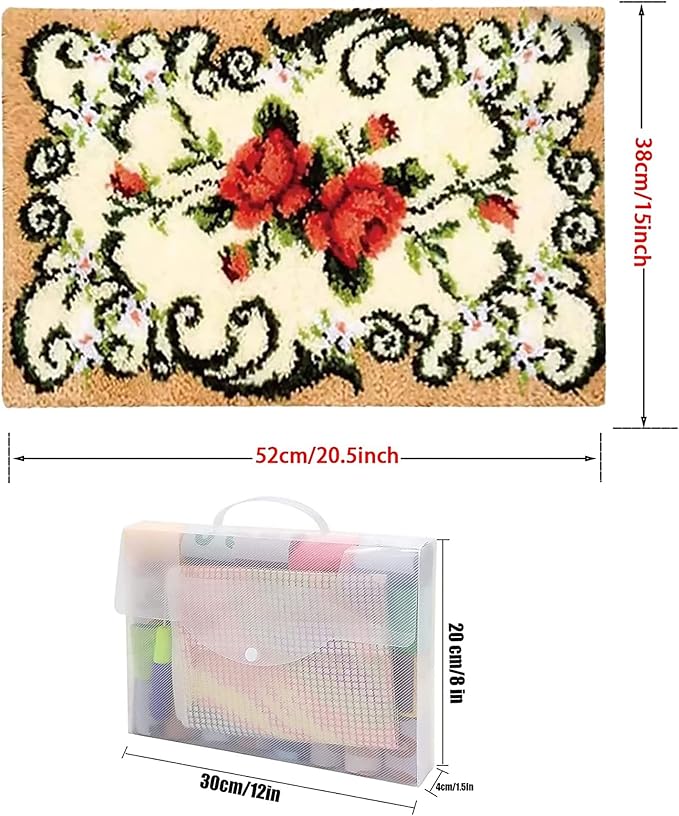 ZFFLYH Latch Hook Kits for Adults Kids, DIY Rug Tapestry Crochet Yarn Kits Crafts Mat Cushion Embroidery Arts with Printed Canvas for Home Decor Festival Gift,3 Mushrooms