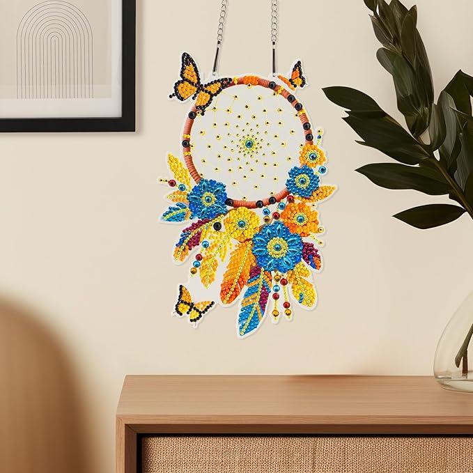 Hanging Diamond Art Kits,Diamond Painting Suncatchers, DIY Gem Art Craft Painting Kit, Home and Garden Decor(Dream Catcher)