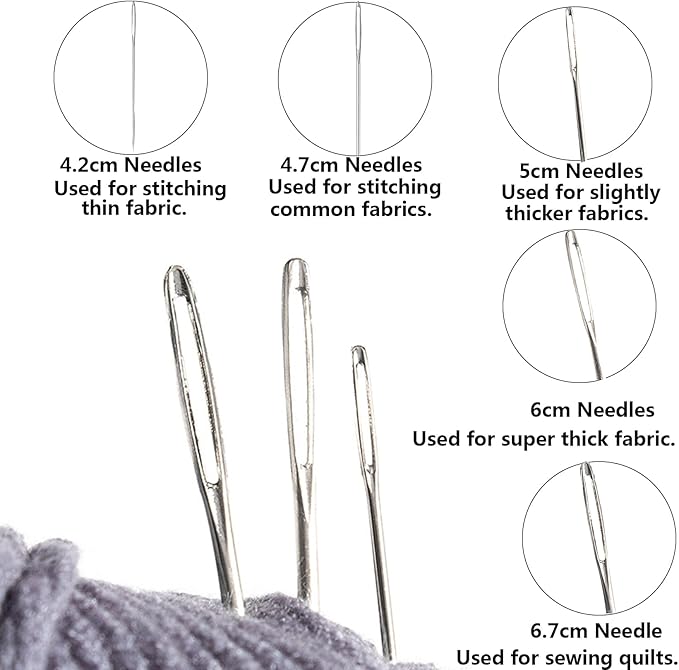 84PCS Sewing Kit 5 Size Big Eye Stainless Steel Needles for Hand Sewing Needle and Thread Kit with Threaders, Bobbins,Thimbles,Seam Rippers Accessories and Supplies Tools for Adults Beginners