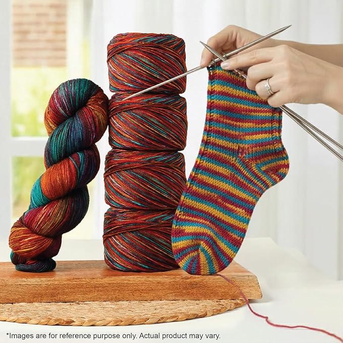 KnitPro Symfonie Fingering Weight Hand Dyed Variegated Yarn Skein | Extra Fine Merino Wool & Polyamide Blend for Knitting & Crocheting, Oeko-TEX Certified 400m, 100g | Terra Party Lights