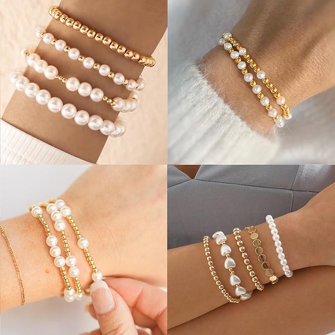 Hpebl 2136PCS Beads for Bracelets Pearl Bracelet Making Kit Friendship Bracelet Kits Bracelet Bead Kits Small Pearl Bead and Gold Beads Beading Kit for Bracelets Jewelry Making Kit