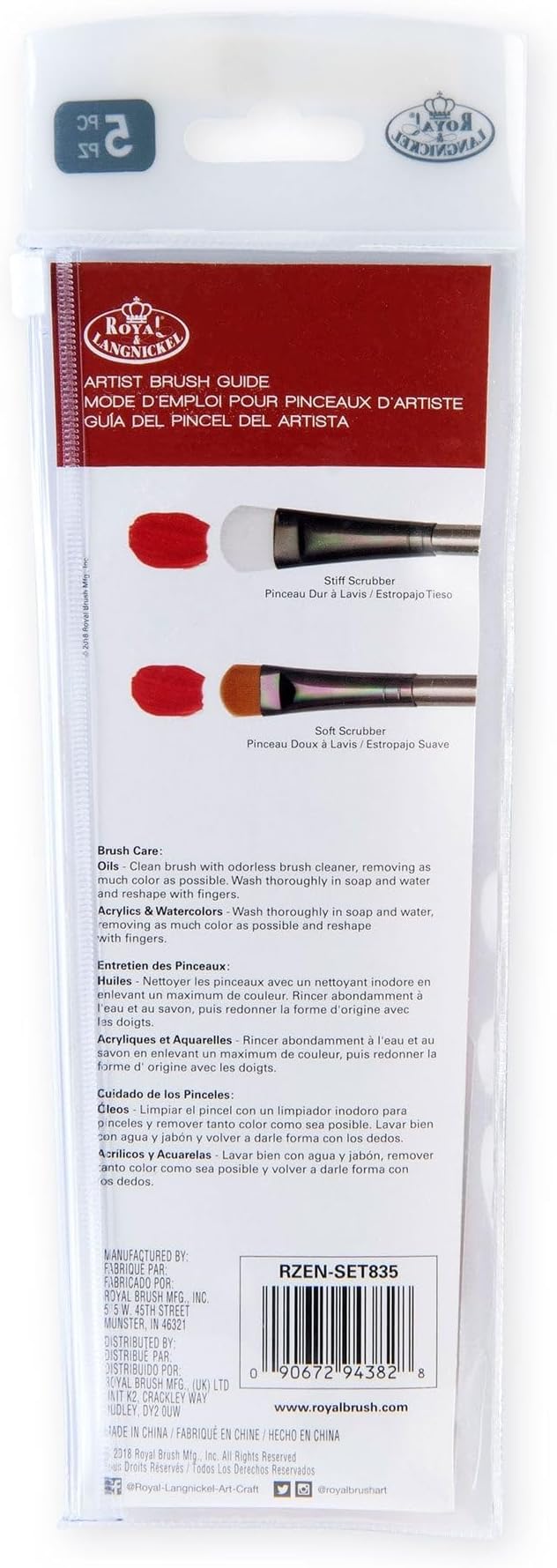 Royal & Langnickel Zen 5 Piece Watercolour Scrubber Paint Brush Set