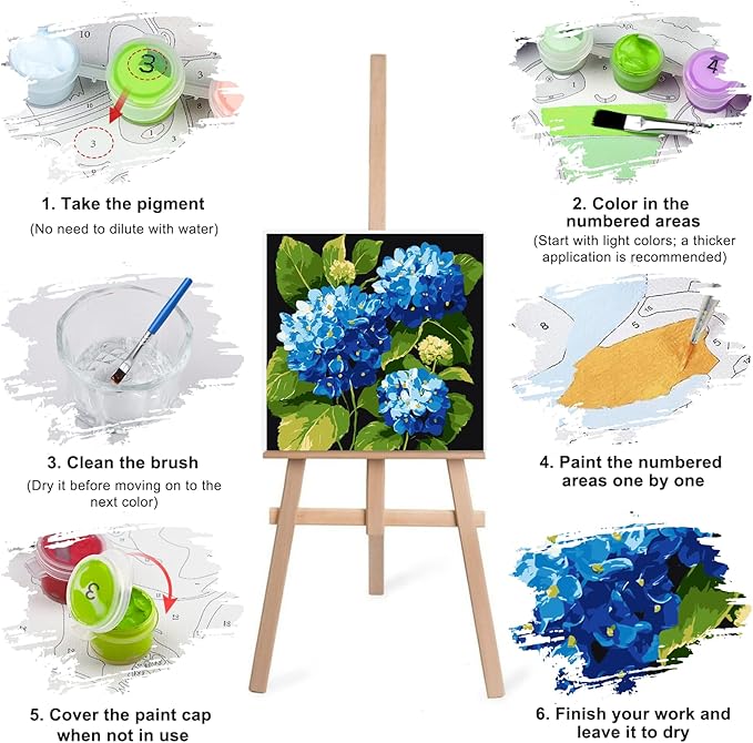 Lxmsja 4 Pack Whispers of Bloom Paint by Numbers Kit for Adults, Easy Framed Paint by Numbers for Adults Beginner, DIY Acrylic Oil Painting Craft Kits for Home Wall Decor 8x8 inch