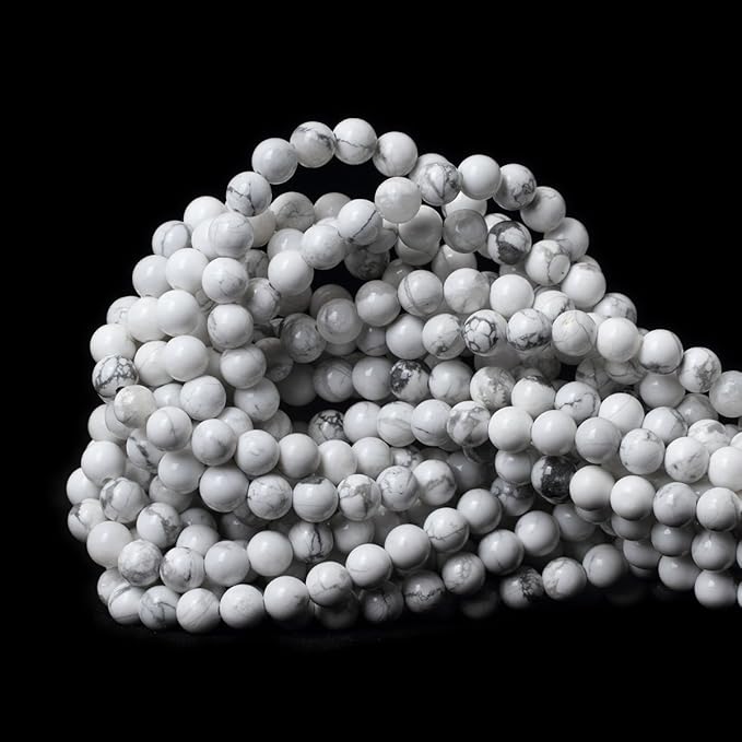 cheavian 6mm 60pcs natural white howlite gemstone round loose stone beads for jewelry making diy crafts design 1 strand 15"