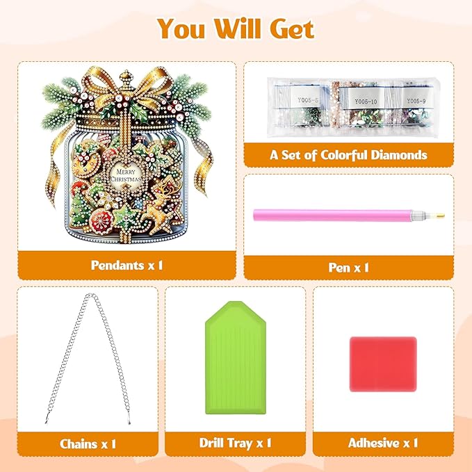 GHHKUD Hanging Diamond Art Christmas Pendants Kits, DIY Hanging Decoration Double Sided Bottle Gifts Diamond Pinting Ornaments for Adults Kids Gifts for Home Decor