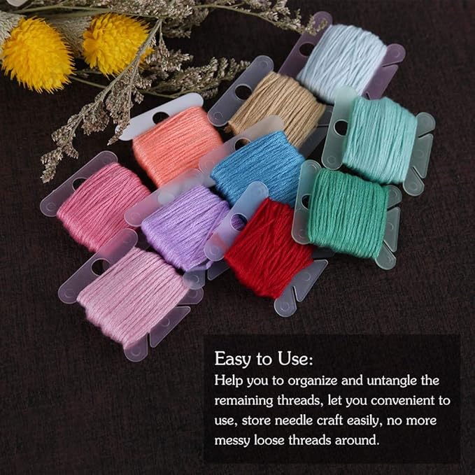 100 Pcs Plastic Floss Bobbin, Embroidery Floss Bobbins, Cross Stitch Embroidery Cotton Thread Embroidery Floss Thread Craft, Blue Embroidery Thread Organize for DIY Sewing Craft