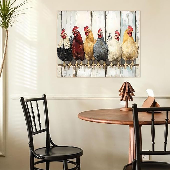 KYOQFVN Chicken Paint by Numbers Kits for Adults - DIY Paint by Numbers Kit on Canvas,Acrylic Painting by Number for Home Wall Decor 16 x 20 inch