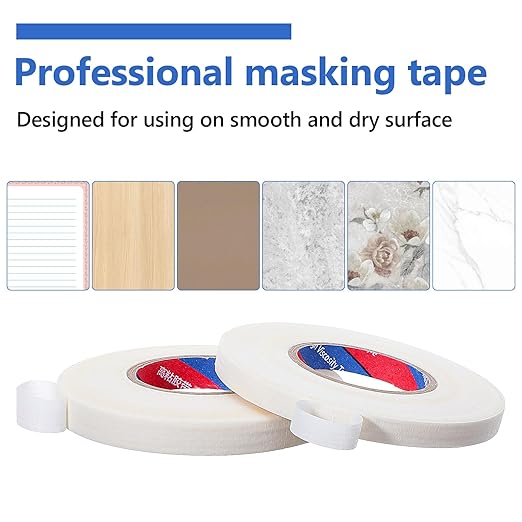 Sibba 2Pcs White Art Tape for Watercolor Paper, Masking Drafting Tape for Painting, Canvas Framing Artist Tapes for Fixing Paper, Medium Tack Removable Acid-Free