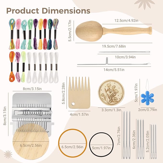 Varku Darning Egg Weaving Tool Set with Small Weaving Loom Kit, Darning Thread Set for Handcraft DIY, Egg-Shaped Patch Weaving Tool for Socks, 14-Hook Mini Speedweve Style Weaving Loom