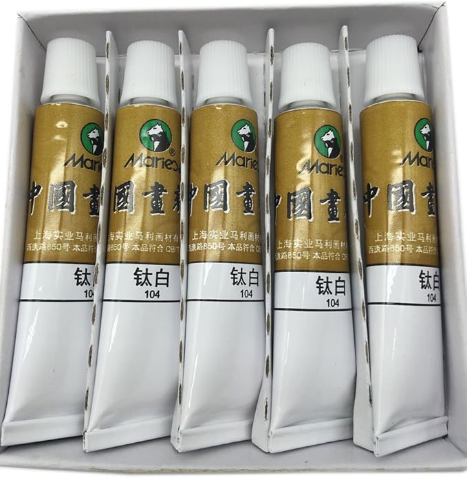 Easyou Marie's Big Size Chinese Painting Color Tubes Watercolor Drawing 12ml*5pcs Titanium White