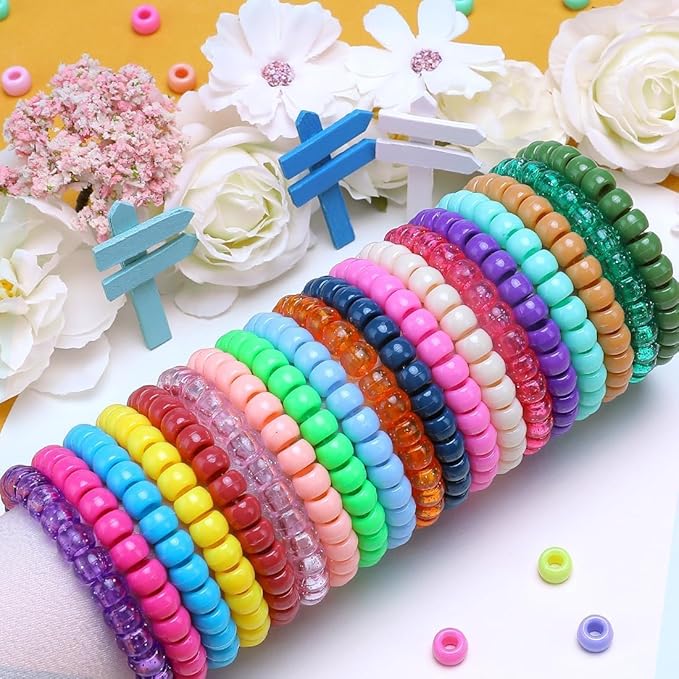 8000 pcs pony beads bulk for bracelet orange plastic beads making for hair braiding diy crafts kandi jewelry key chains and ornaments decorations boxed