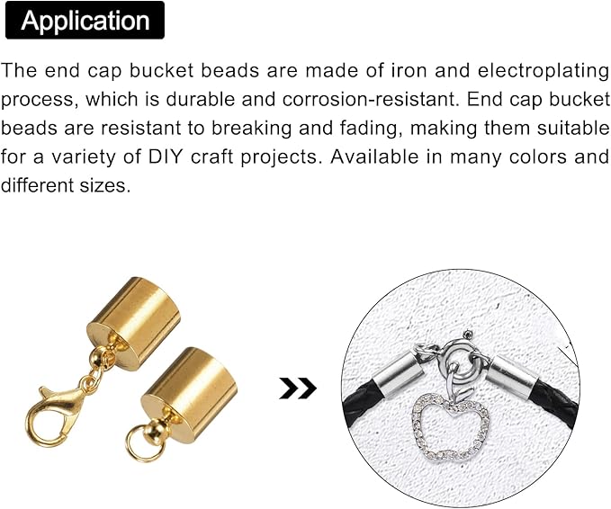 MECCANIXITY Fold Over Cord End Caps Rose Gold 10mm OD with Crimp Covers Lobster Claw Clasps DIY Jewelry Making for Bracelets and Necklaces Crafting 20 Pcs