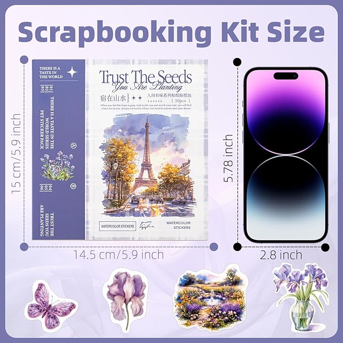 Colorful Landscape Theme Sticker Scrapbooking Supplies for Junk Journal, 50 Sheets Washi Stickers - Vintage Journaling Stickers, Ephemera Sticker Book Pre Cut(TZ-005-006)