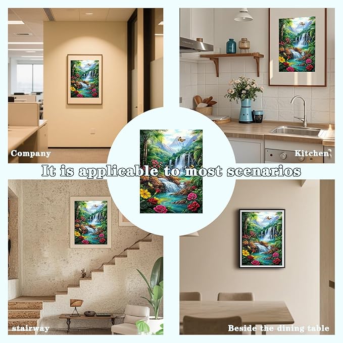 DOTZSO Landscape Diamond Painting Kits for Adults, Easy DIY 5D Round Full Drill Diamond Art kit Diamond Dot Crystal Gem Art and Craft for Beginners Home Wall Decor 12x16 Inches