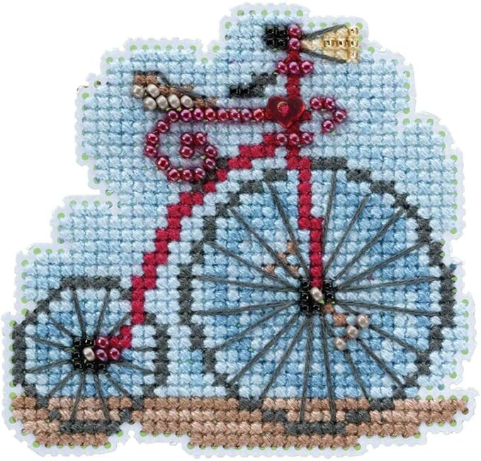 Vintage Bicycle Beaded Counted Cross Stitch Ornament Kit Mill Hill 2020 Spring Bouquet MH182011