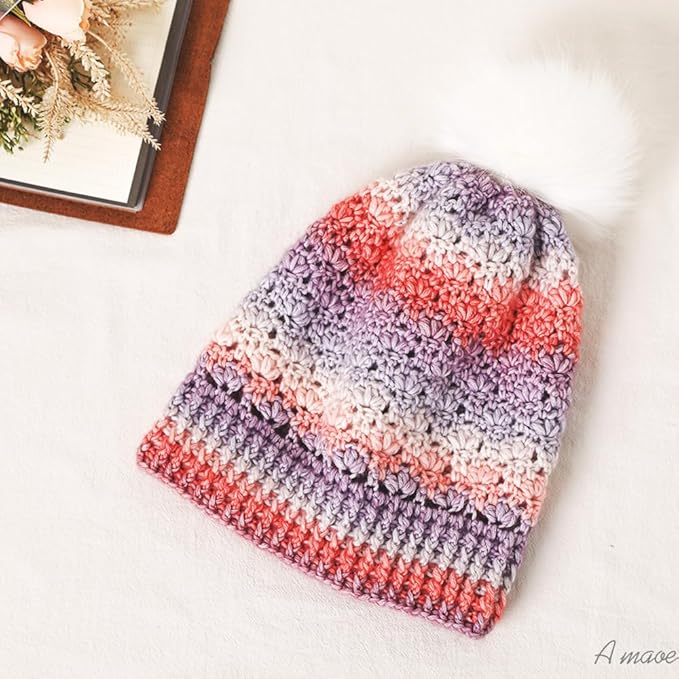 Crocheting Knitting-Gradient Cake Yarn, Soft Multicolor Medium-Fine Blended Yarn, Weight 100 Grams, Contains 60% Cotton 30% Acrylic 10% Wool. Suitable for Scarf, Gloves, Shawl, Blanket.(1159)