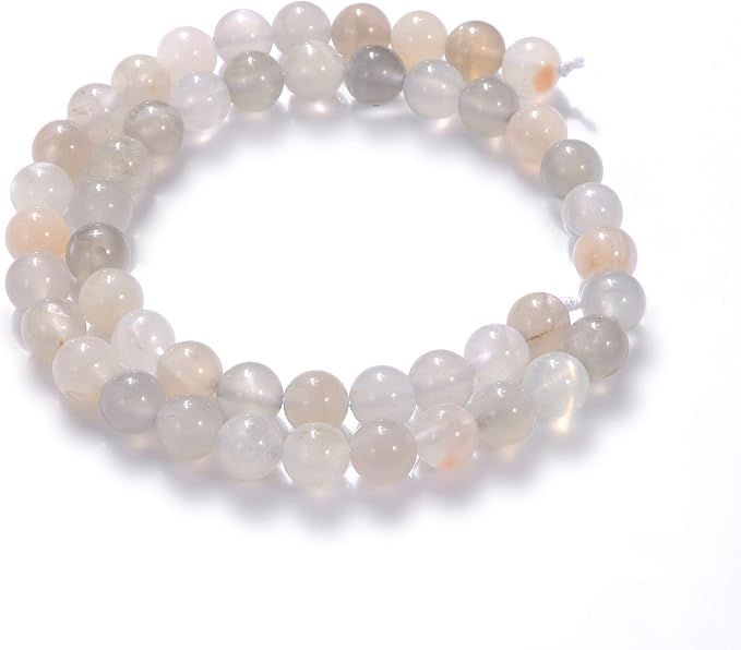 6mm Natural White Moonstone Gemstone Round Loose Beads Crystal Stone Bracelet Necklace Accessories Crafts for Jewelry Making DIY,1 Strand 15"