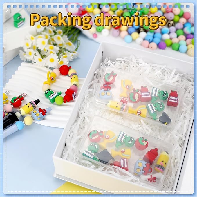 12pcs 3D Student Silicone Focal Beads Silicone for Keychain Making Beads for Pens Shape for Bracelet Necklace Crafts (3D Student)